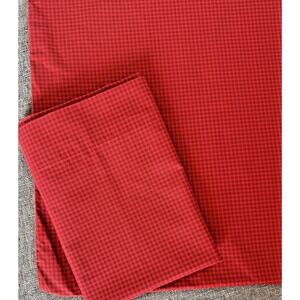 Wamsutta King Pillowcase Pair Red Gingham Check USA Vintage Percale Farmhouse